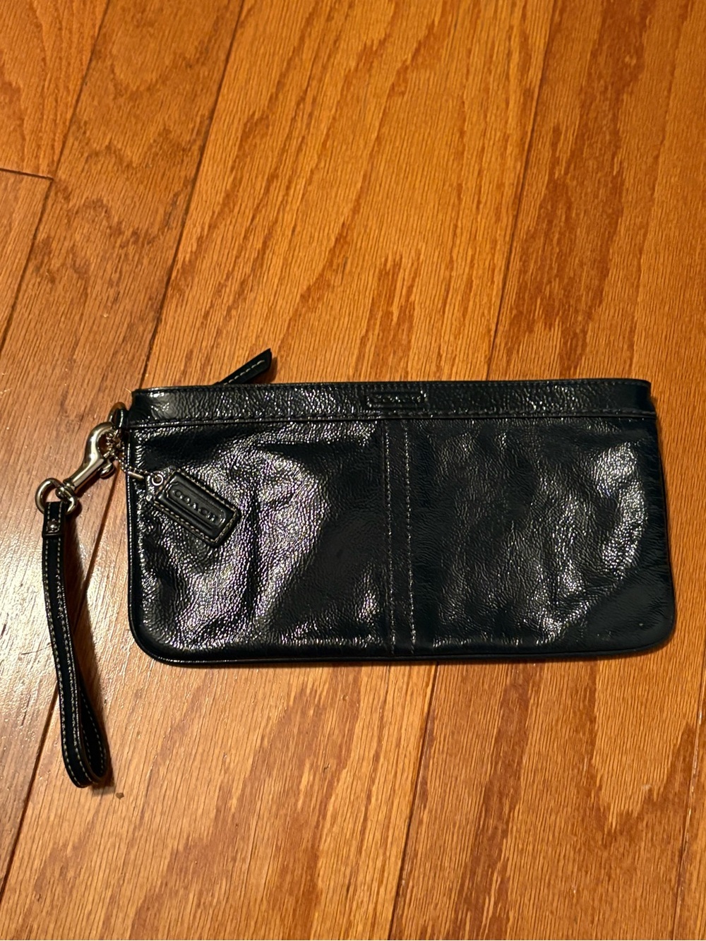 Coach Navy Patent Leather Wristlet Clutch